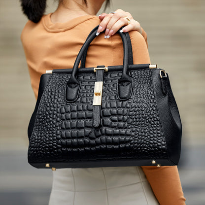 Women's Genuine Leather Crocodile-Pattern Crossbody Bag