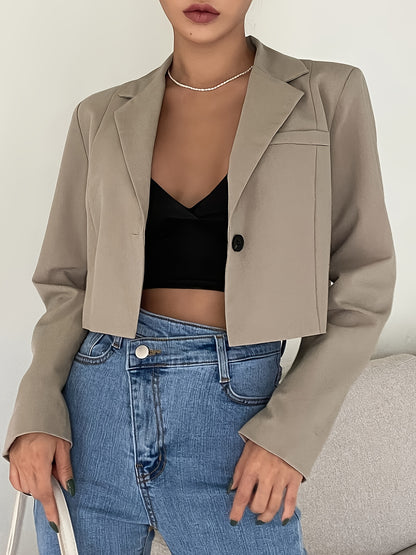 Women's Casual Solid Color Short Suit with Buttons