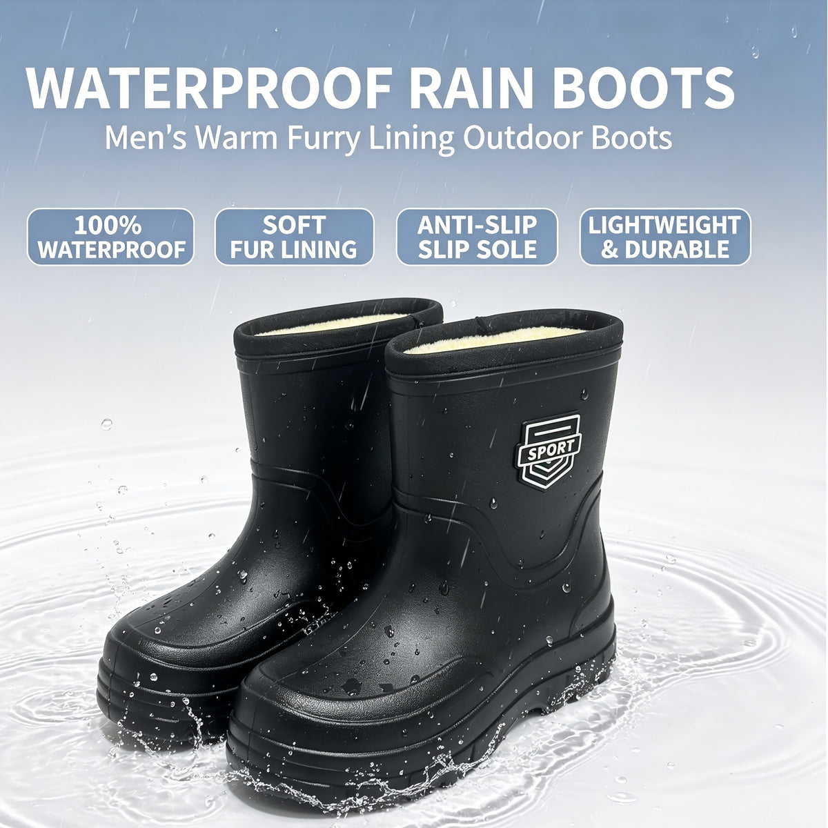 Men's Waterproof High-Top EVA Winter Snow Boots