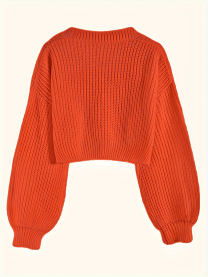 Elegant Drop Shoulder Women's Knit Cardigan with Contrasting Buttons - Long Sleeve, Ribbed Detail, Polyester, Perfect for Fall/Winter