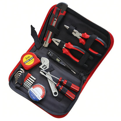 Christmas And New Year Gifts 18pcss Household Multi-Function Repair Tool Set 11pcs Set Including Slotted And Phillips Screwdrivers / Utility Knife / Electrical Tester / Insulation Tape / 3-Meter Tape Measure / 6-Inch Adjustab