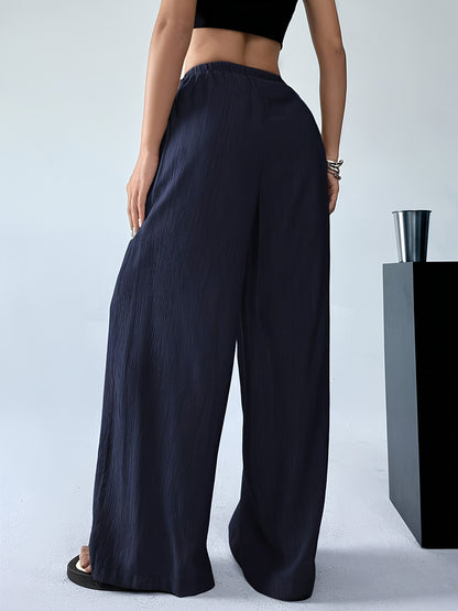 Women's Casual Loose-Fit Drawstring Wide-Leg Pants for Spring/Summer
