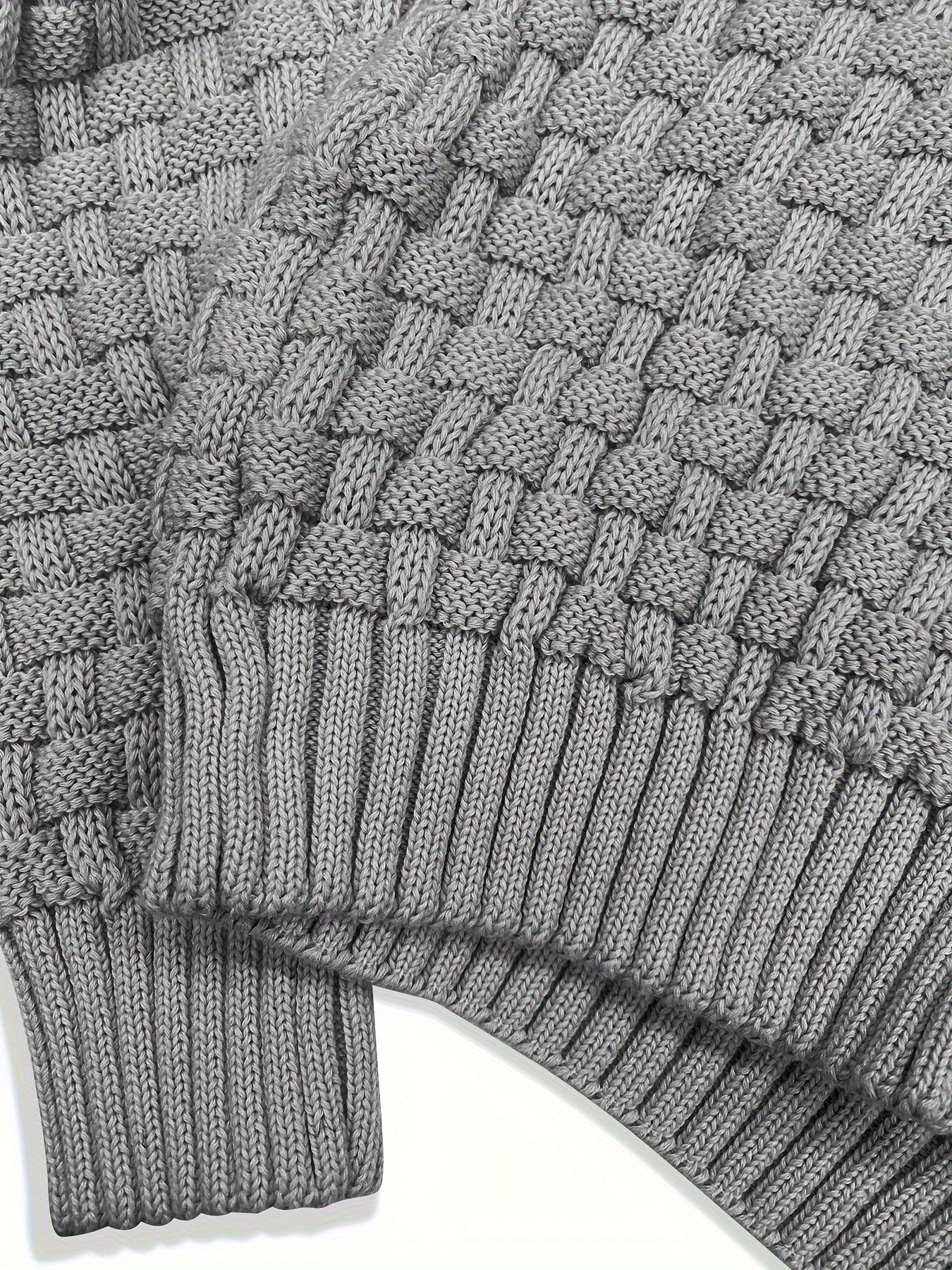 Men's Casual Waffle Pattern High Stretch Sweater, Chic Mature Pullover Sweater For Fall Winter