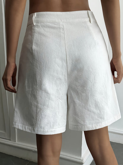 Women’s Solid Color Pleated Casual Pants with Pockets for All Seasons