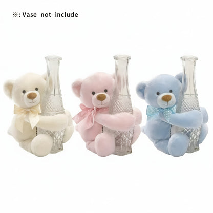 Justbecause Stuffed Soft Toy Teddy Bear Vase Huger, Pink/Blue/Ivory, 24.13cm, Plush Animal Plushie with Expressive Eyes & Fluffy Ears, Soft Huggable Bear for Girls & Boys