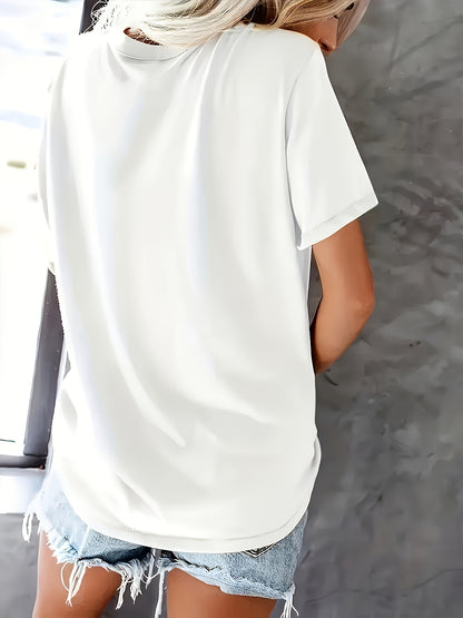 Women's Casual Loose Fit T-Shirt with Pattern, Cotton Blend