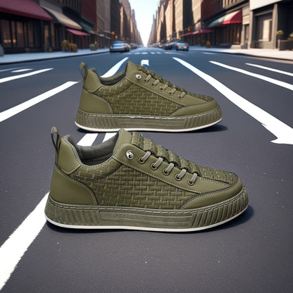 Unisex Casual Sneakers with Elastic Band, Low-Top PU Fabric