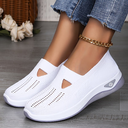 Women’s Lightweight Knit Sneakers with Cut-Out Design, All-Season