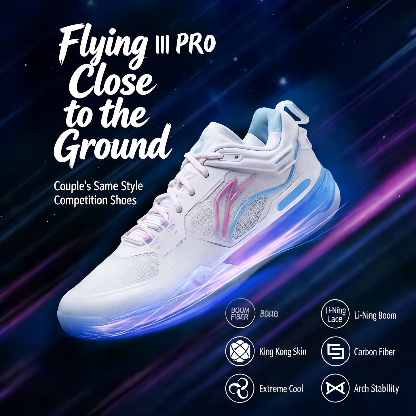 Li Ning Ground Flying III PRO Unisex Lightweight Badminton Shoes