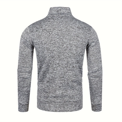 Men's Knitted Cardigan Jacket, Autumn Winter Casual Stand Collar Full Zip Coat, Long Sleeve Regular Fit Jacket