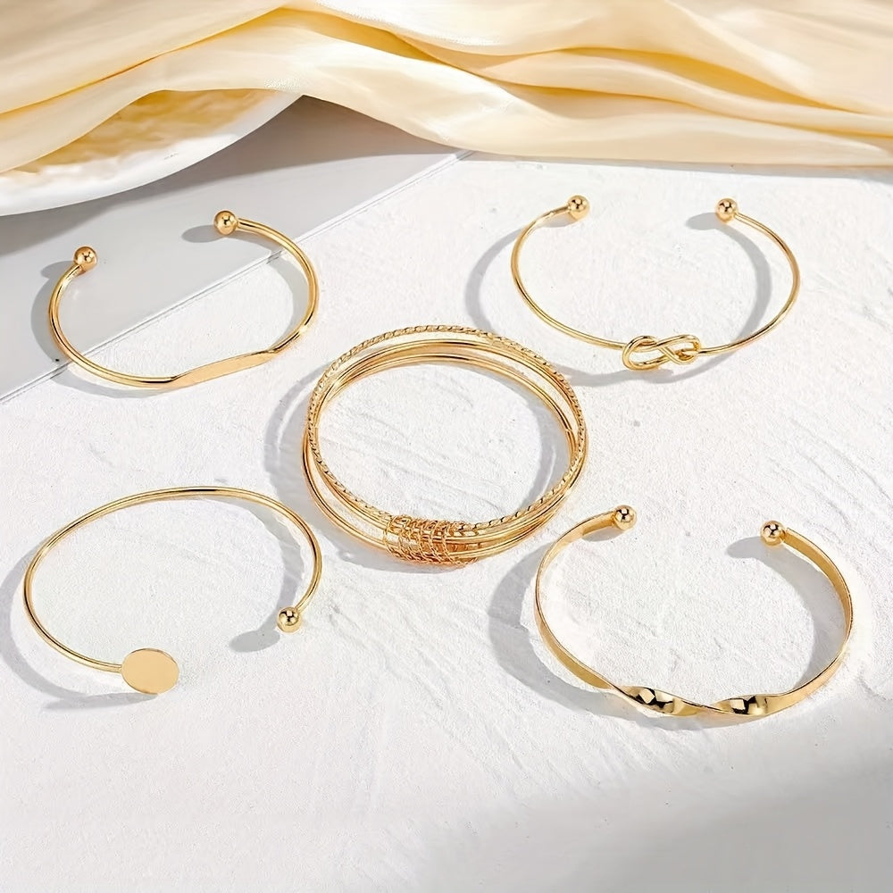 Adjustable Elegant Golden Ladies Bracelet Set of 5