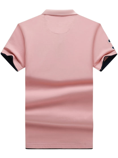 Men'S Short-Sleeve Polo Shirt with 95% And Embroidered Design - ayq