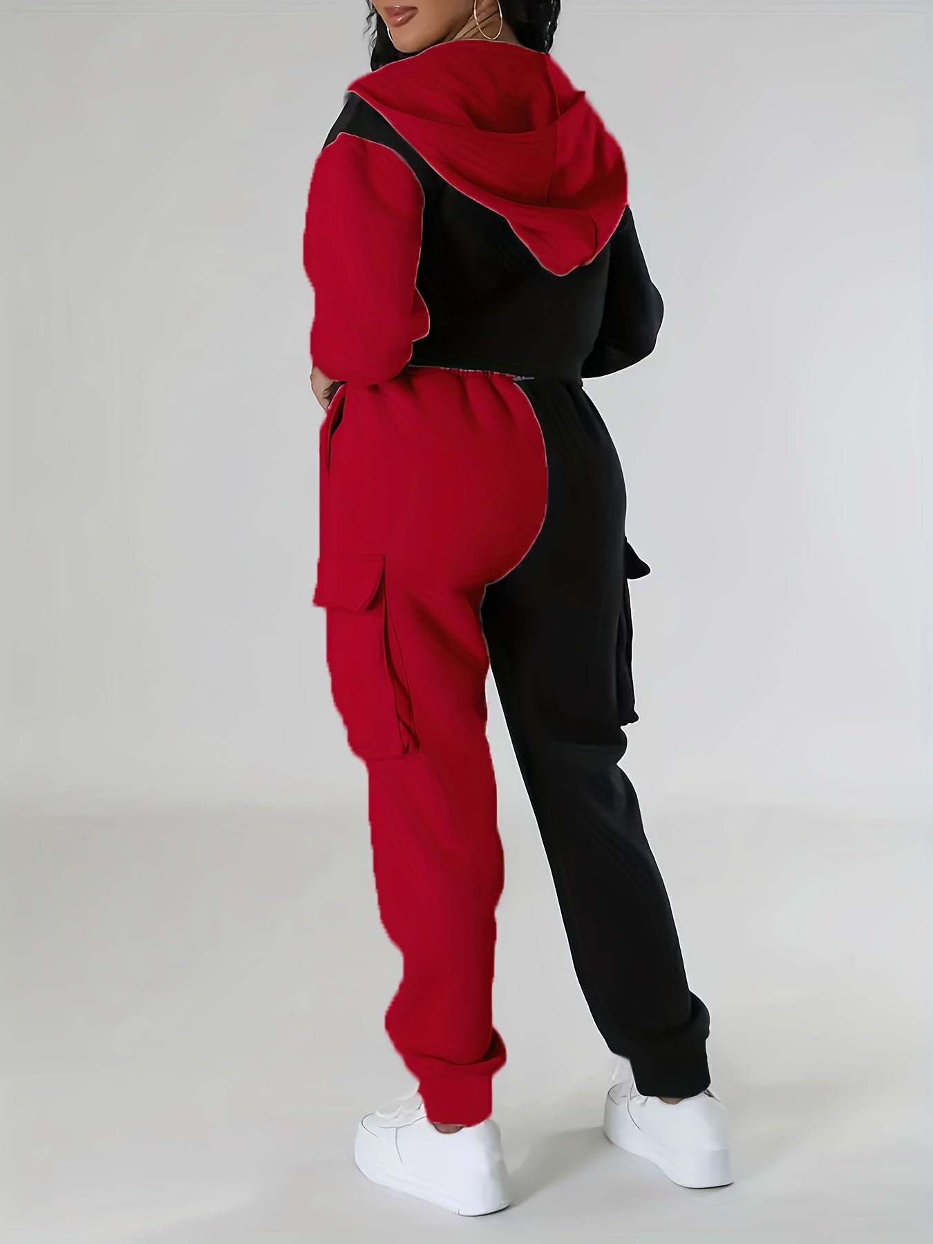 Women's Color-Block Hooded Casual Set for Fall Winter