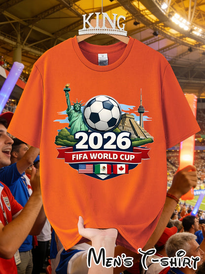 Men's 2026 World Cup Casual Landmark Print Polyester T-Shirt