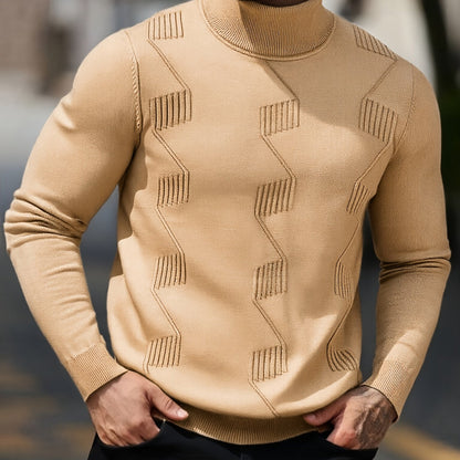 Men's Autumn/Winter High-Neck Sweater, Men's Winter High-Neck Pullover Knit Sweater, Men's Winter Clothing, Men's Sweater, Christmas Sweater, Men's Christmas Sweater, Winter Men's Apparel, New Year's Apparel, Men's Christmas