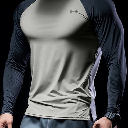 Տղամարդկանց Color Block Athletic Muscle Fit շապիկ, տղամարդկանց շնչառական կոմպրեսիոն շապիկ, հարմարավետ վերնաշապիկ ամառային սպորտի համար