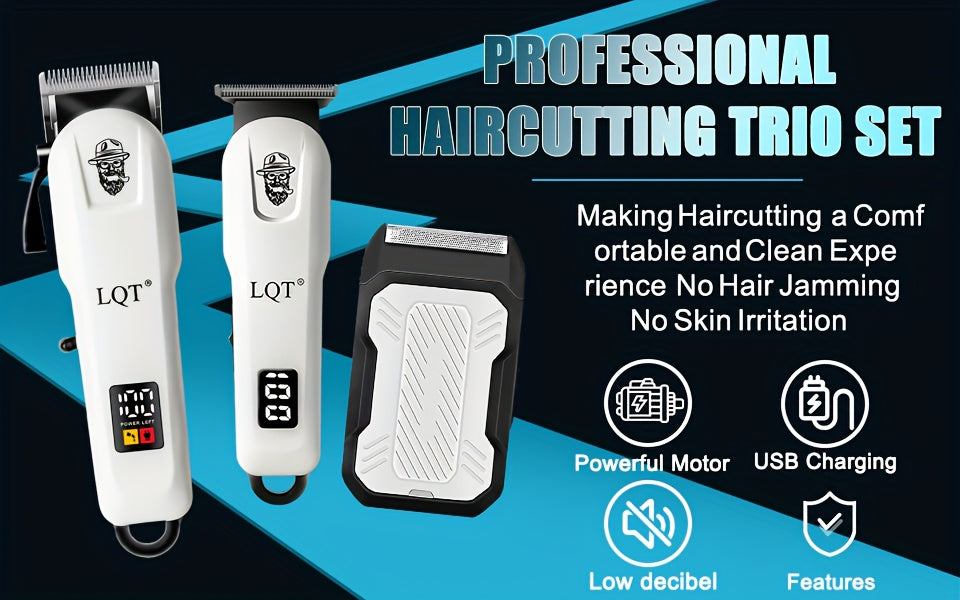 LQT 2/3 հատ էլեկտրական վարսահարդարման հավաքածու/Տղամարդկանց պրոֆեսիոնալ գեղեցկության և վարսահարդարման հավաքածու/Տոնական նվերների տուփ/Հարմար է ընտանիքների և վարսավիրանոցների համար/Թվային էկրան/LCD էկրան/USB լիցքավորիչ/Կատարյալ տոնական նվեր հայրիկի համար