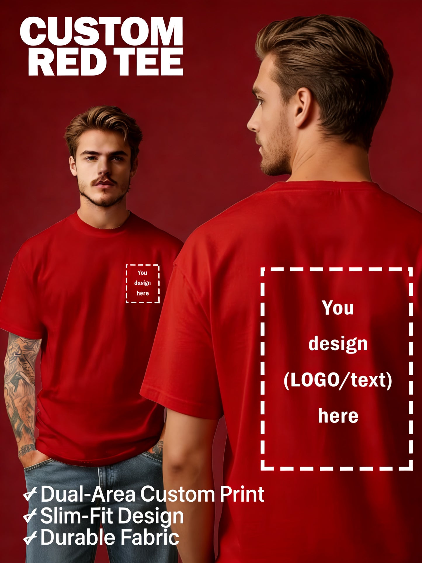 Men's Customizable Polyester T-Shirt with Crew Neck - Breathable Summe