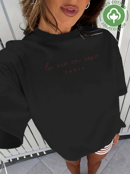 Women's Cotton Loose-Fit Crew Neck Short-Sleeve T-Shirt