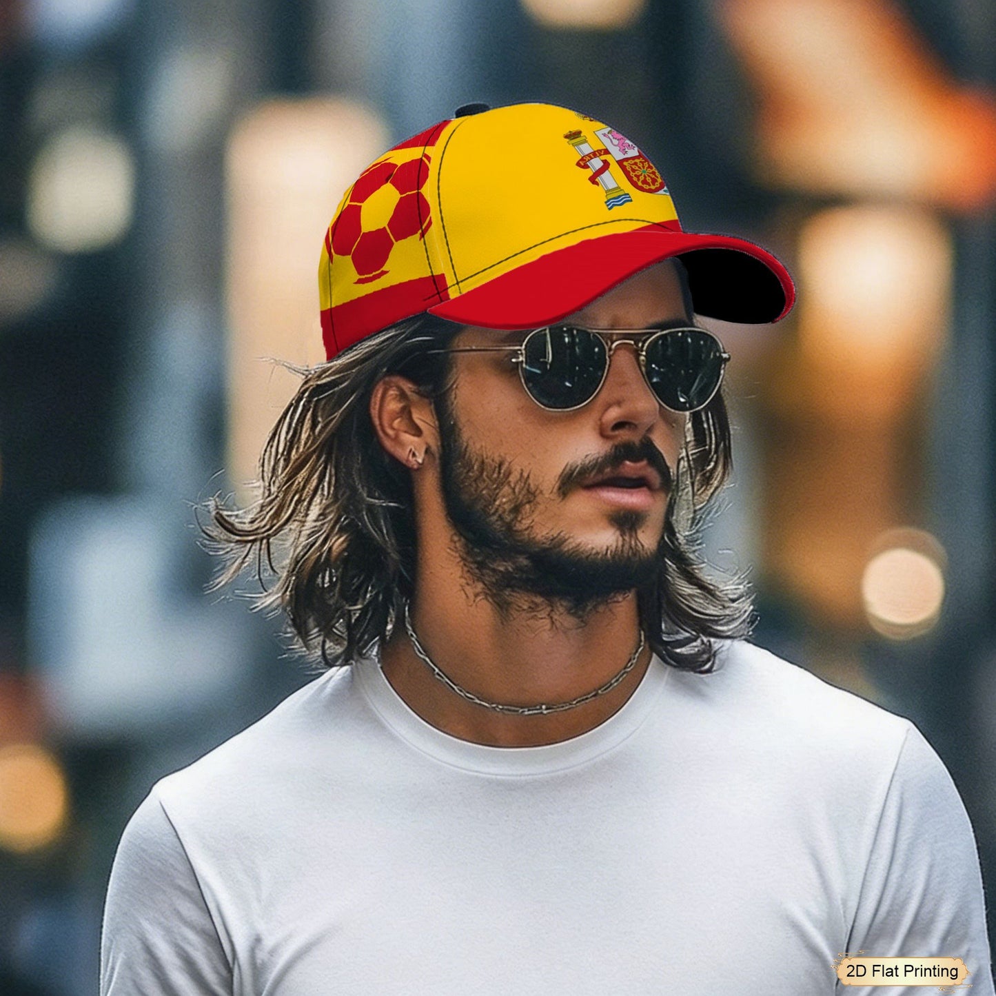 Men's Casual Spanish Flag Baseball Cap with Curved Brim