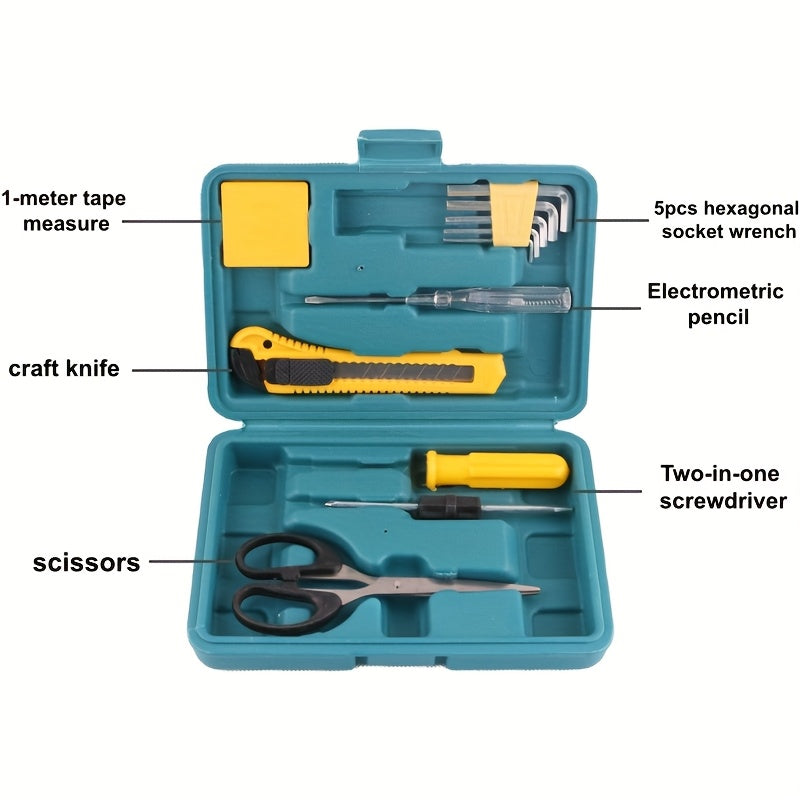 12pcs Home Tool Kit, Hardware Tool Set, Car Hardware Toolbox, Auto Repair Tools, Appliance Repair Tools, Portable Tool Kit, Essential for Home and Travel
