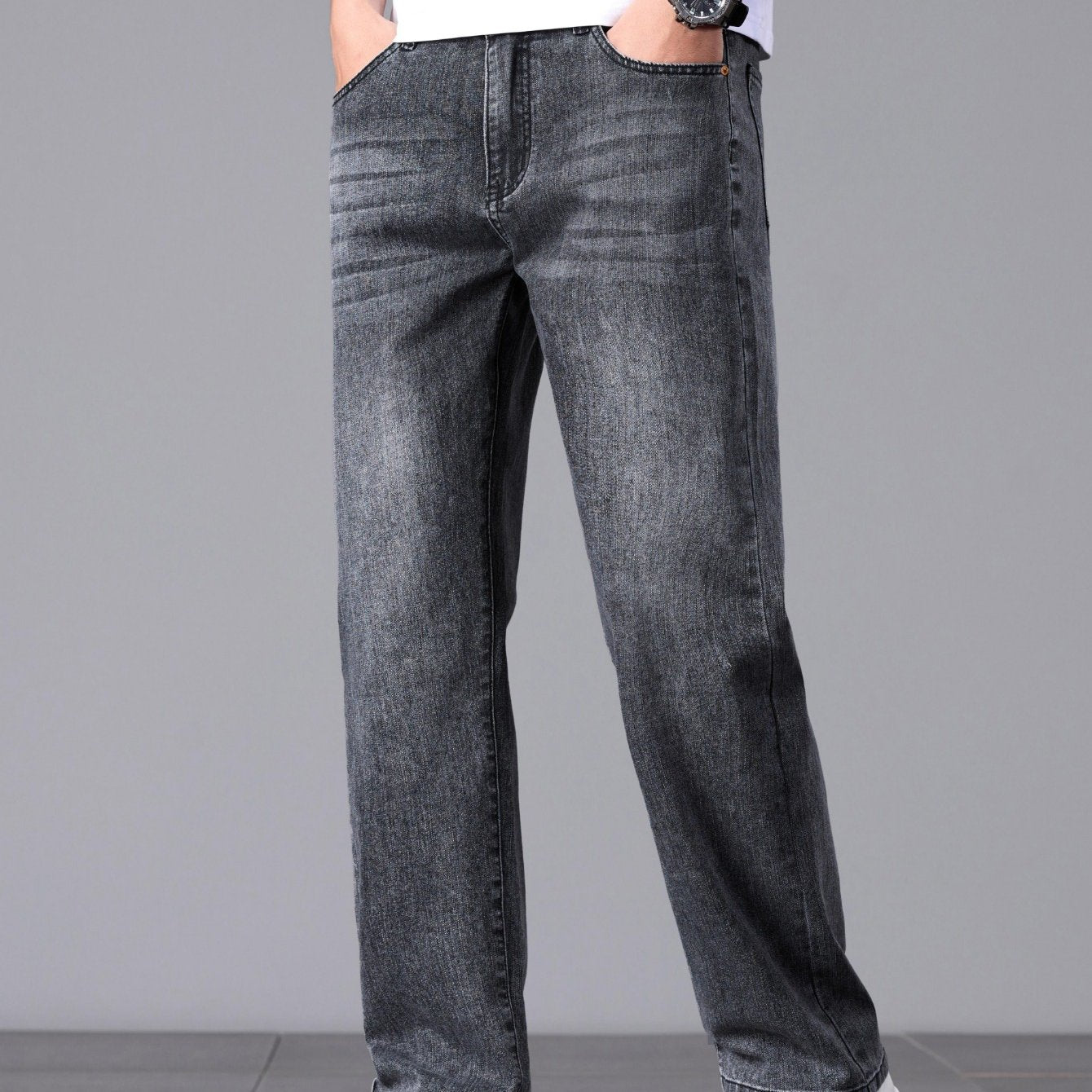 Men'S Stretchy Long Pants, Stylish And Versatile, Slim Fit, Breathable, Trendy Denim Trousers for Spring And Summer.