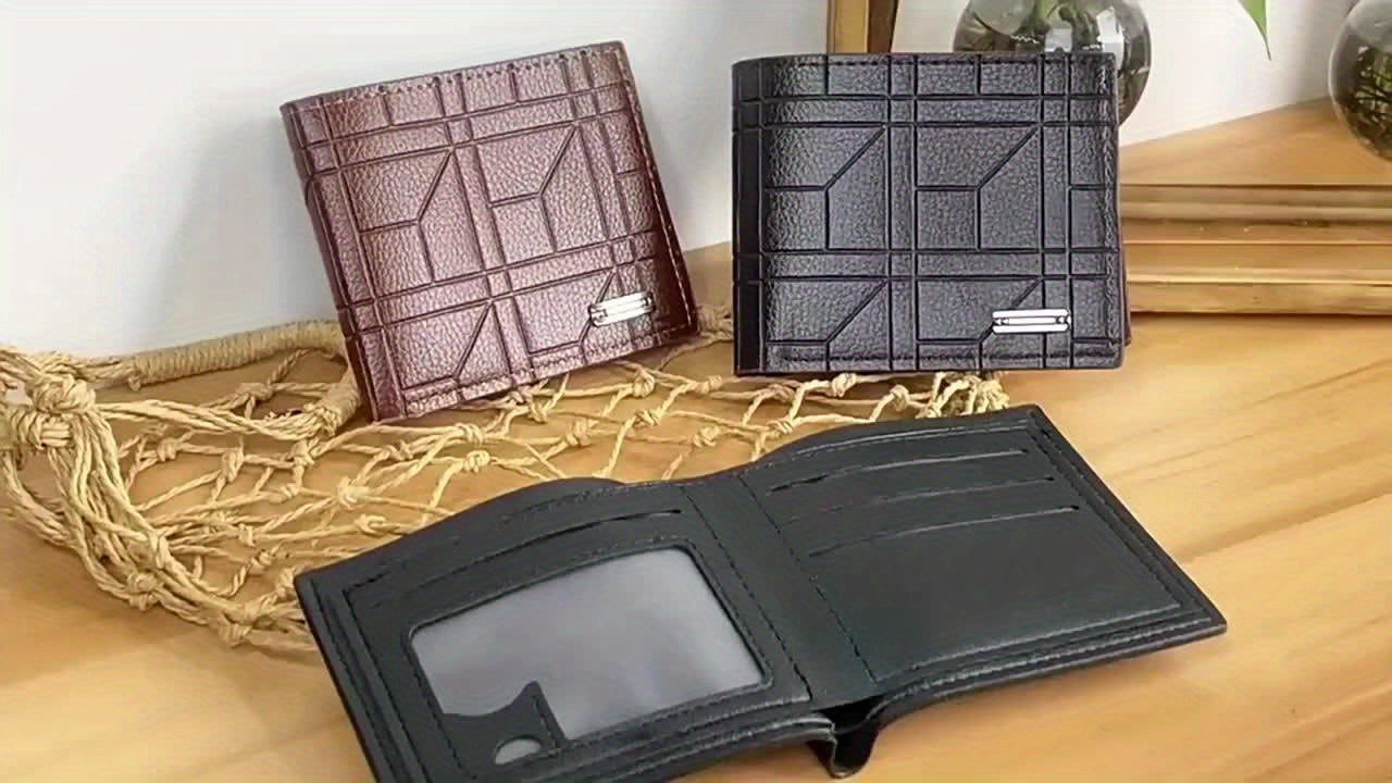 A Sleek Premium Faux Leather Wallet for Men Featuring Several Card Compartments - an Ideal Present for Him.