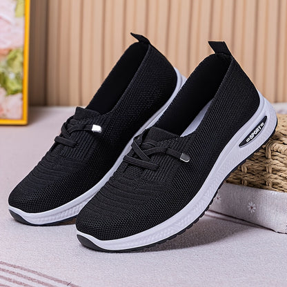 Women's Trendy Casual Sneakers - Breathable Blue Slip-On Sneakers with Soft PVC Sole, Lightweight & Comfortable for Casual Attire, Cute Shoes