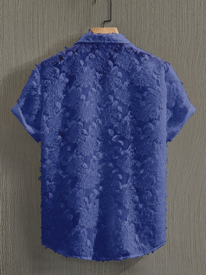 Men's Casual Short-Sleeve Polyester Shirt for Spring and Fall
