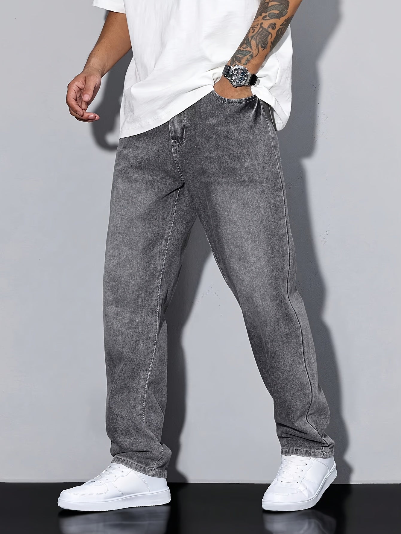 Fashionable Boys' Straight-Leg Denim Jeans for Teens