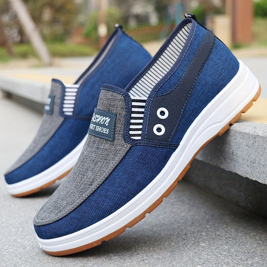 Low Top Men'S Casual Slip-On Fabric Upper Walking Shoes, Breathable, Comfortable, Solid Color, Fabric Insole, Faux Sole, Fabric Inner, with Rubber Sole for All Seasons