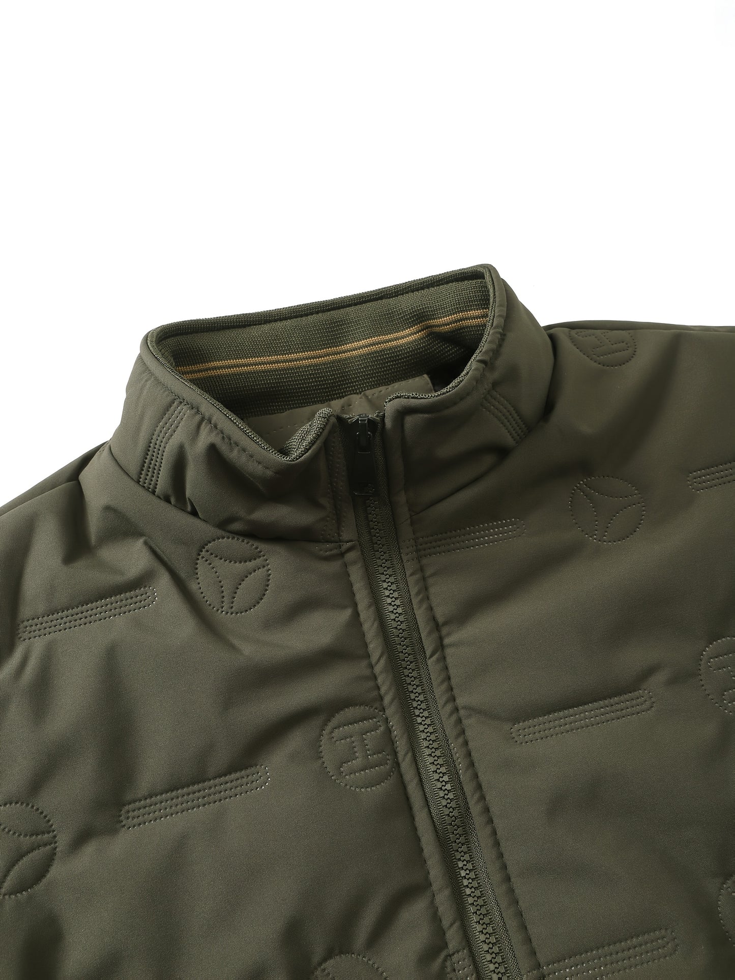 Men's Retro Winter Jacket with Detachable - Stand Collar Coat, Machine Washable Tan/Brown Outer & Black Inner, Golden-Tone Zipper Closure for Cold Weather (No-Stretch Fabric) - Casual & Formal Outerwear, Winter Clothes For Me