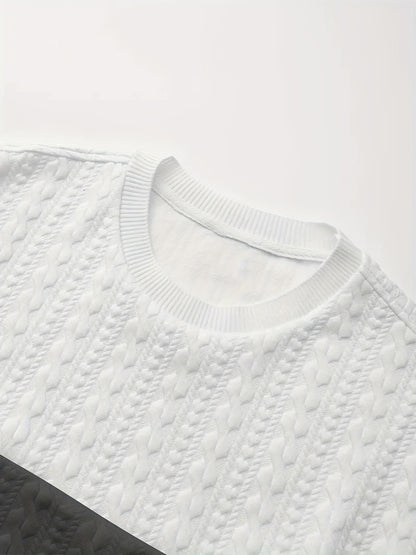 Նոր աշնանային և ձմեռային տղամարդու սվիտեր՝ ժակարդի փոքր սրտիկներով գործվածքից, հարմար է սպորտի, հանգստի, վազքի և ֆիթնես մարզումների համար, ունի երկար թևքեր։