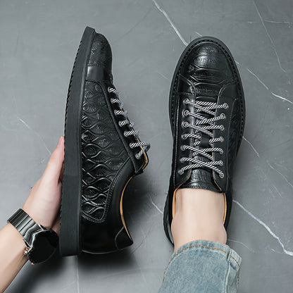 Men's Glossy Embossed PU Sneakers for Casual & Work