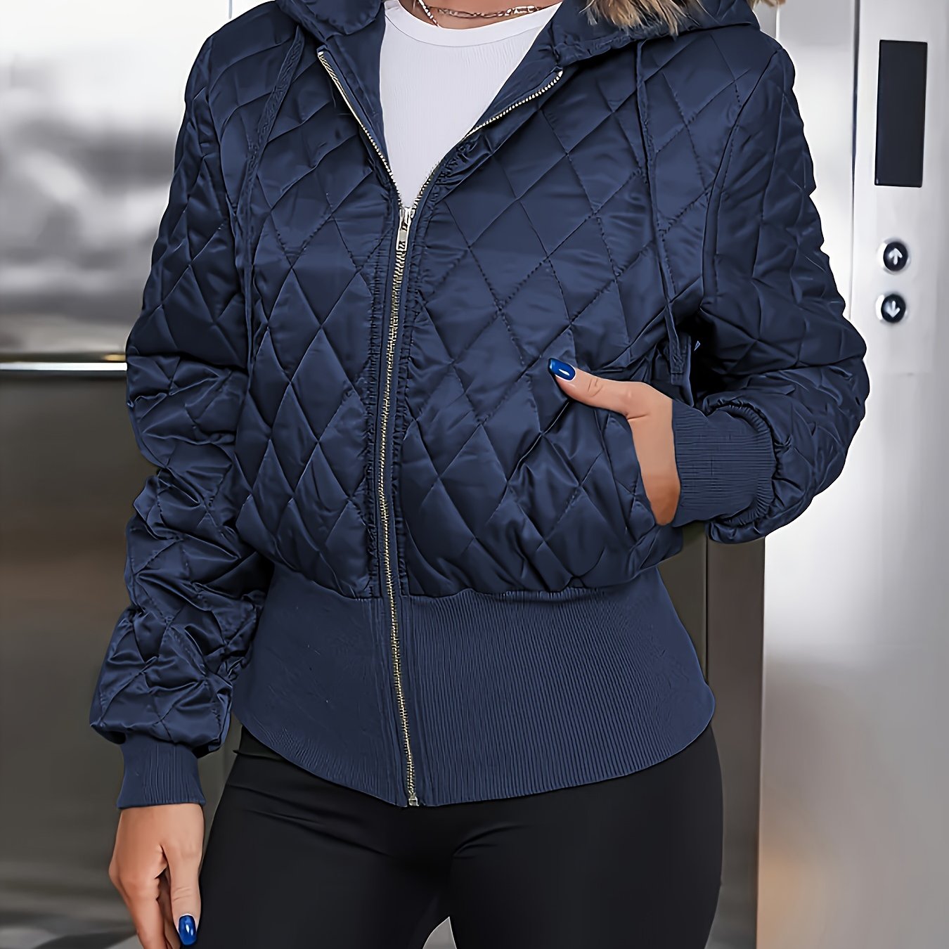 Women's Thick Zip-Up Hooded Jacket - Olive Green Full-Zip Front Closure, Non-Stretchy Structured Fit Coat for Casual, Formal, - Machine Washable Outerwear, Casual Wear, Classic Design, Highquality Material, Office Attire