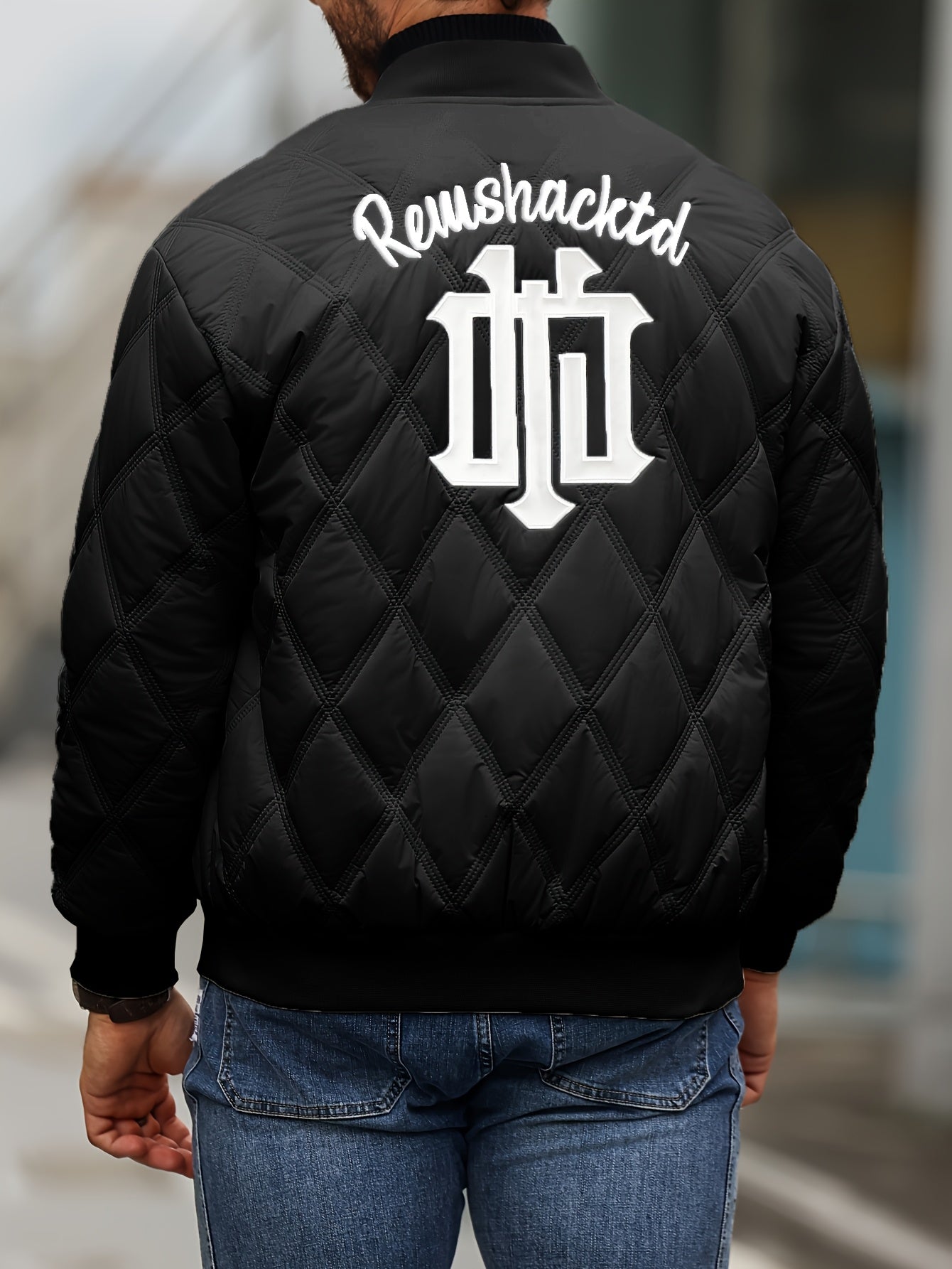 Men's Heavy-Duty Winter Jacket with Thick & Windproof, White Coat with Black Logo & Lettering, Large Zippered Pocket, Machine Washable - Casual Outerwear for Skiing, Travel, Streetwear (Regular Fit), Winter Jacket For Men, Me