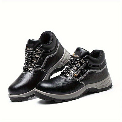 Reinforced Anti-Puncture & Anti-Smashing Safety Work Boots for Men - Heavy-Duty Steel Toe Cap, Anti-Piercing Cushioned Insole, PU Upper & Lining, All-Terrain Traction - Winter/Spring/Fall Construction/Industrial/Construction/
