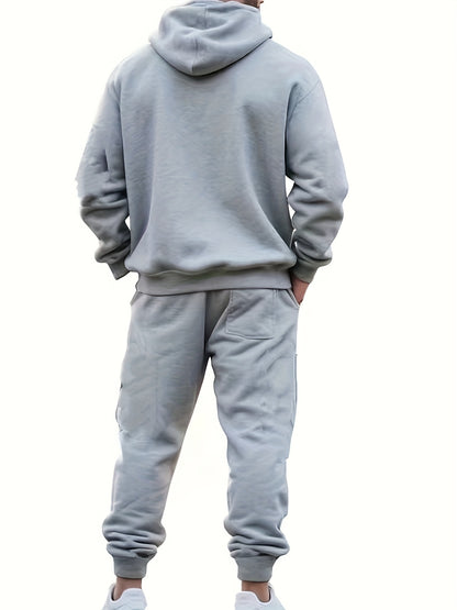 Men's Fashion Casual Sportswear Set with Cardigan, Multi-Pocket Decorative Sweatshirt, Hooded Top and Bottoms