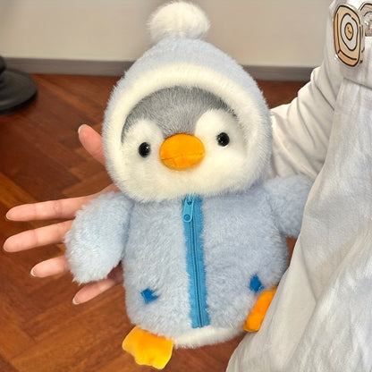 Adorable Penguin Plush Toy - Charming Plush Doll with Blue Eyes & Red Heart, Soft Polyester Stuffed Animal for Girls, Kids Birthday Gift, Home Decor, Holiday & Wedding Favor, Penguin Gifts, Festive Gift Item, Playful Design,