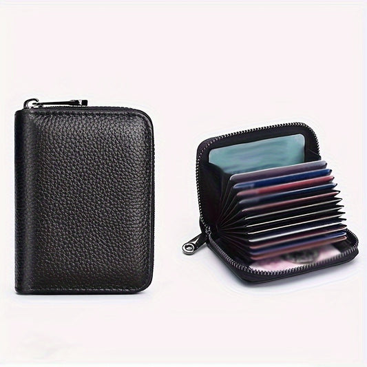 1pc Men's Anti-theft Accordion Card Holder, Multi-functional Zipper Small Wallet, Suitable For Office Workers
