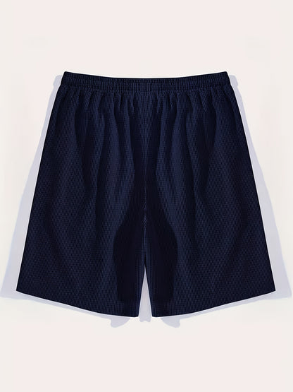 Men's Athletic Waffle Shorts with Drawstring Waist and Pockets