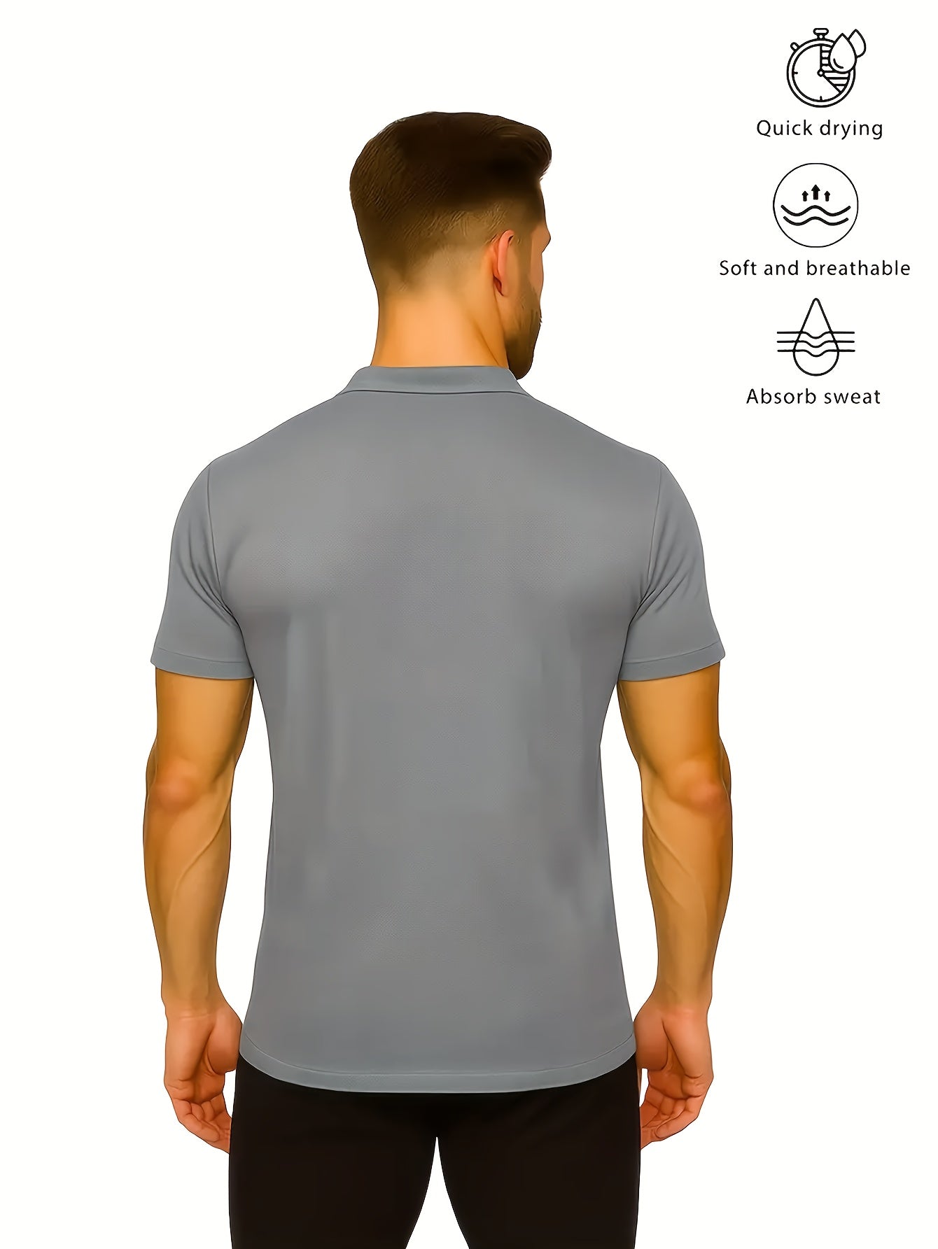 2pcs Men's Quick-Dry T-Shirts - Moisture-Wicking Breathable Gym Shirts with Custom Logo Print, Regular Fit Round Neck for Workout  Casual Wear, Workout Shirts, Durable Sportswear