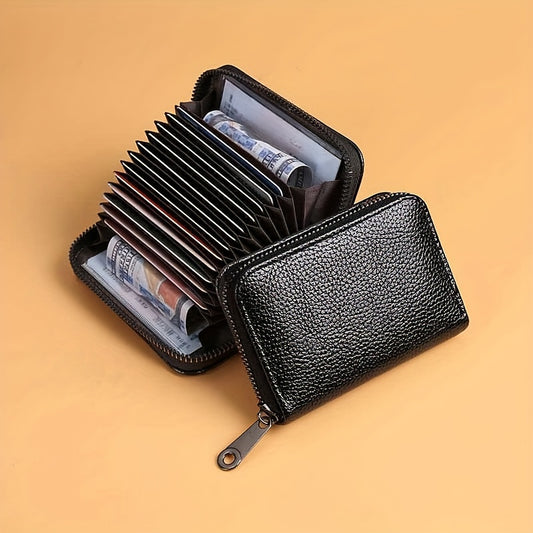 1pc Men'S Casual Faux Leather Wallet & Business Card Case, Black, Universal, PU Material, Smooth, Durable, Multi-Purpose, Large Capacity, with Multi-Card Slot, ID Card Bag, Zipper Pocket, Stylish, Safe, Anti-Degaussing, for D