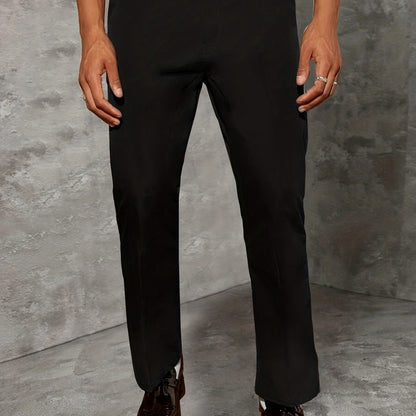 Plus Size Men's Suit Trousers, Classic Solid Pants For Casual Business