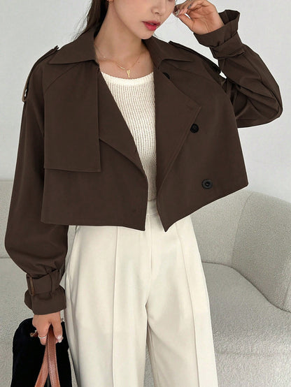 Կանացի էլեգանտ միագույն կարճ քամուց պաշտպանիչ բաճկոն - թեթև, բազմակողմանի վերնազգեստ առօրյա և պաշտոնական հանդերձանքի համար, հեշտ խնամքի համար՝ ձեռքով լվացում/քիմմաքրում, դիմացկուն գործվածք