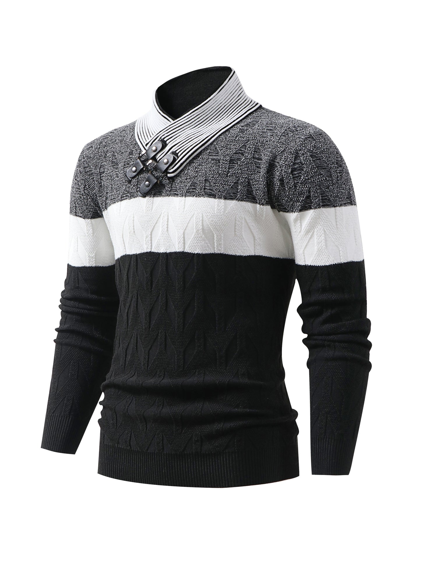 Men'S Fashion Knit Pullover with a Collar for Warmth
