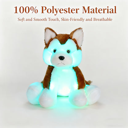 Luminous Husky Plush Toy – A Cheerful Light-Up Stuffed Animal, Perfect for Halloween And Christmas, Ideal Gift for All Ages