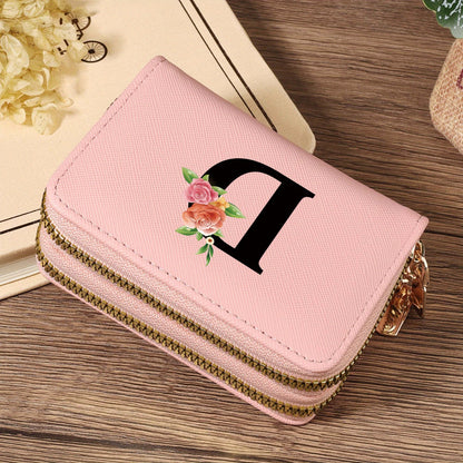Women's Lightweight Wallet - Compact Zipper Purse with Multiple Card Slots & Coin Pocket, Elegant Monogram Initials, Secure Closure for Everyday, Travel, Gift - Women's Credit Card Organizer, Everyday Carry Purse, Stylish Ini