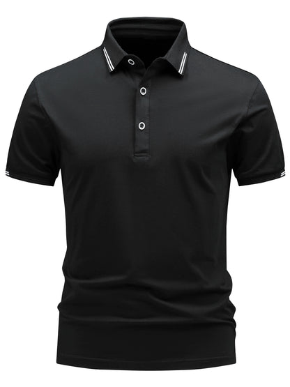 Men's Lightweight Cotton Stretch Business Shirt with Lapel Collar