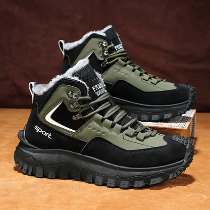 Men's Outdoor Hiking Shoes - Multi-Terrain Breathable Athletic Sneakers for Gym Training, High Elasticity Support & Anti-Slip Design, Lightweight and Warm Snow Sports Footwear